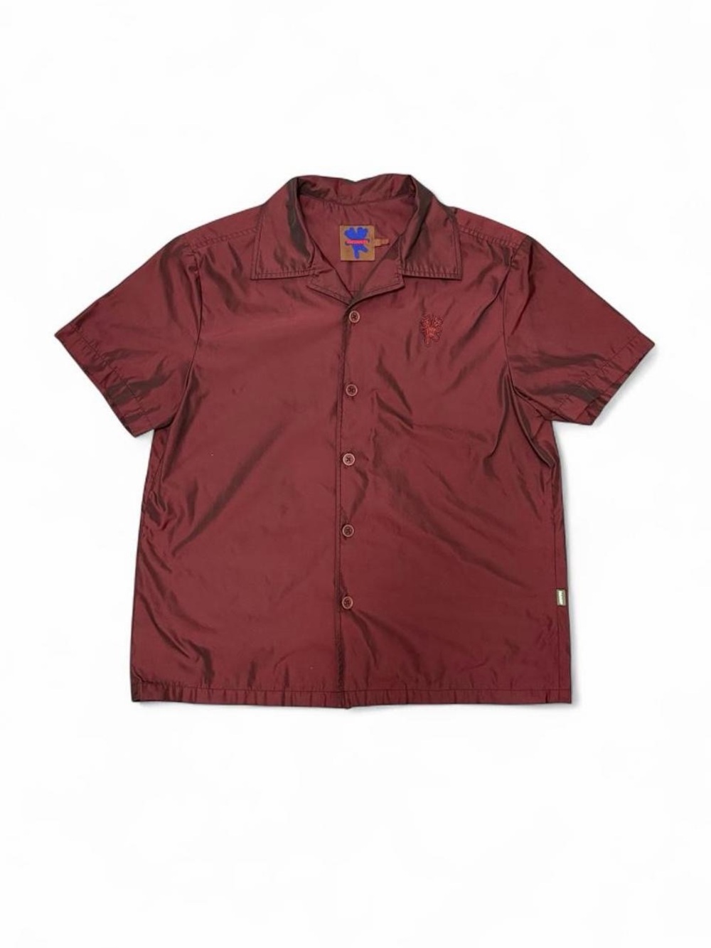 Heaven by Marc Jacobs Burgundy Maroon Metallic Short Sleeve Button-Up Shirt
